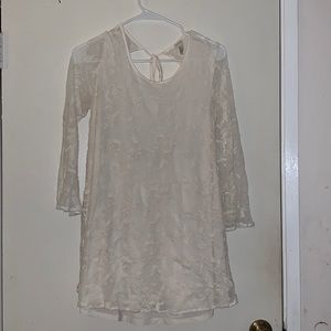 White floral pattern see through dress (: